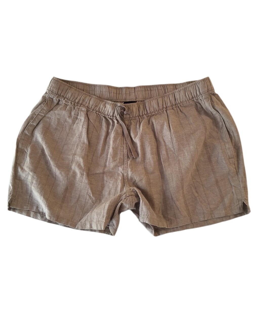 Patagonia Women's Island Hemp "Baggies " Drawstring Shorts - Taupe Stripe Size M